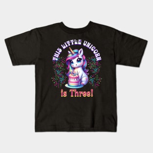 This little Unicorn is Three Kids T-Shirt